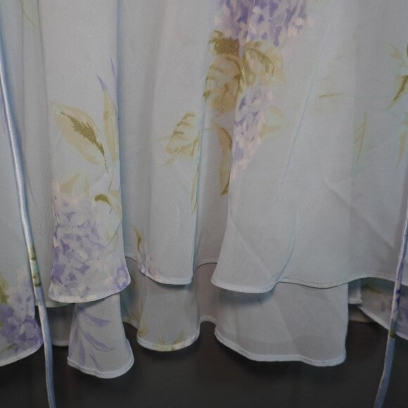 Secret Treasure Womens Light Blue Floral Sheer Silk Vintage Slip Size Large - Picture 5 of 8
